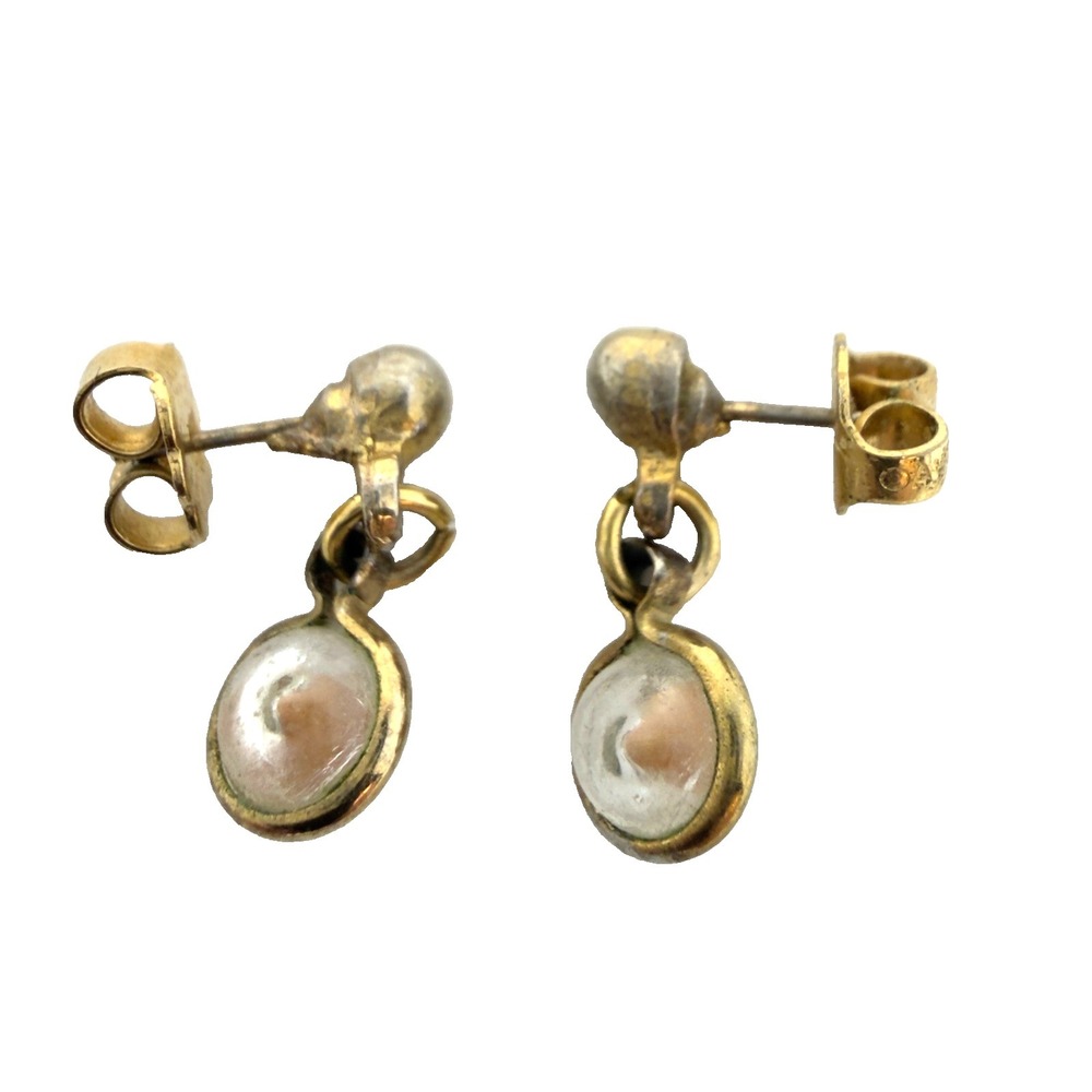 Vintage Avon Dangle Earrings Faux Pearl Gold Tone Drop Stud